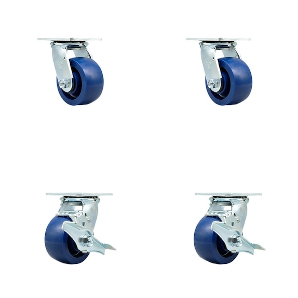 Tool Box Caster Wheel Set 4'' Solid Polyurethane Swivel Casters, 4PK